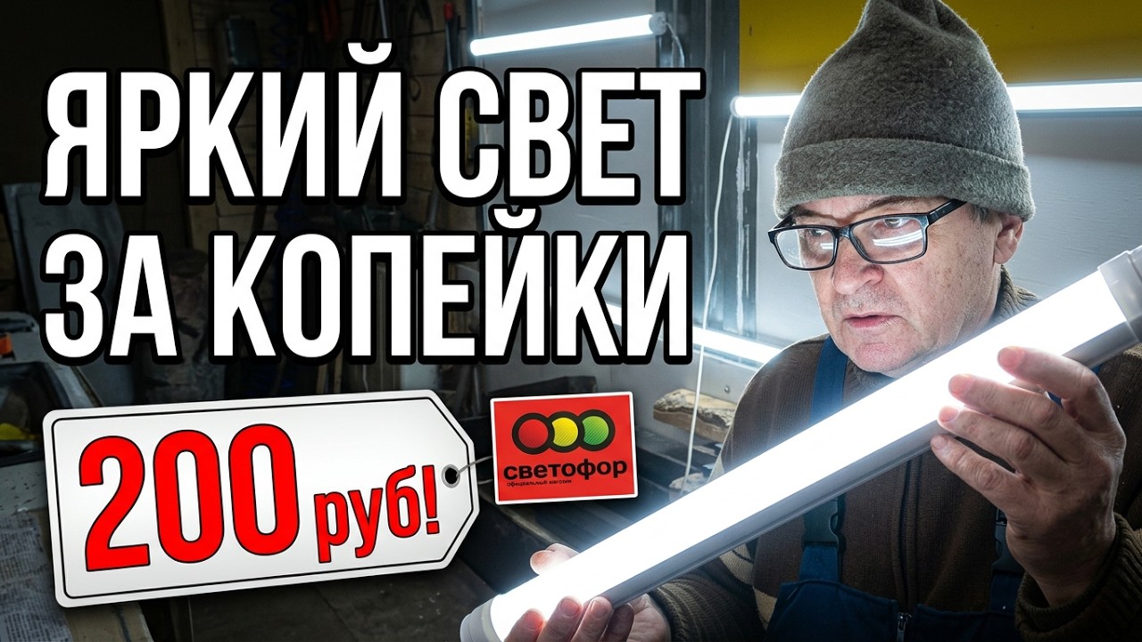 Свет в гараж из дешевых LED ламп со Светофора за 200 рублей !