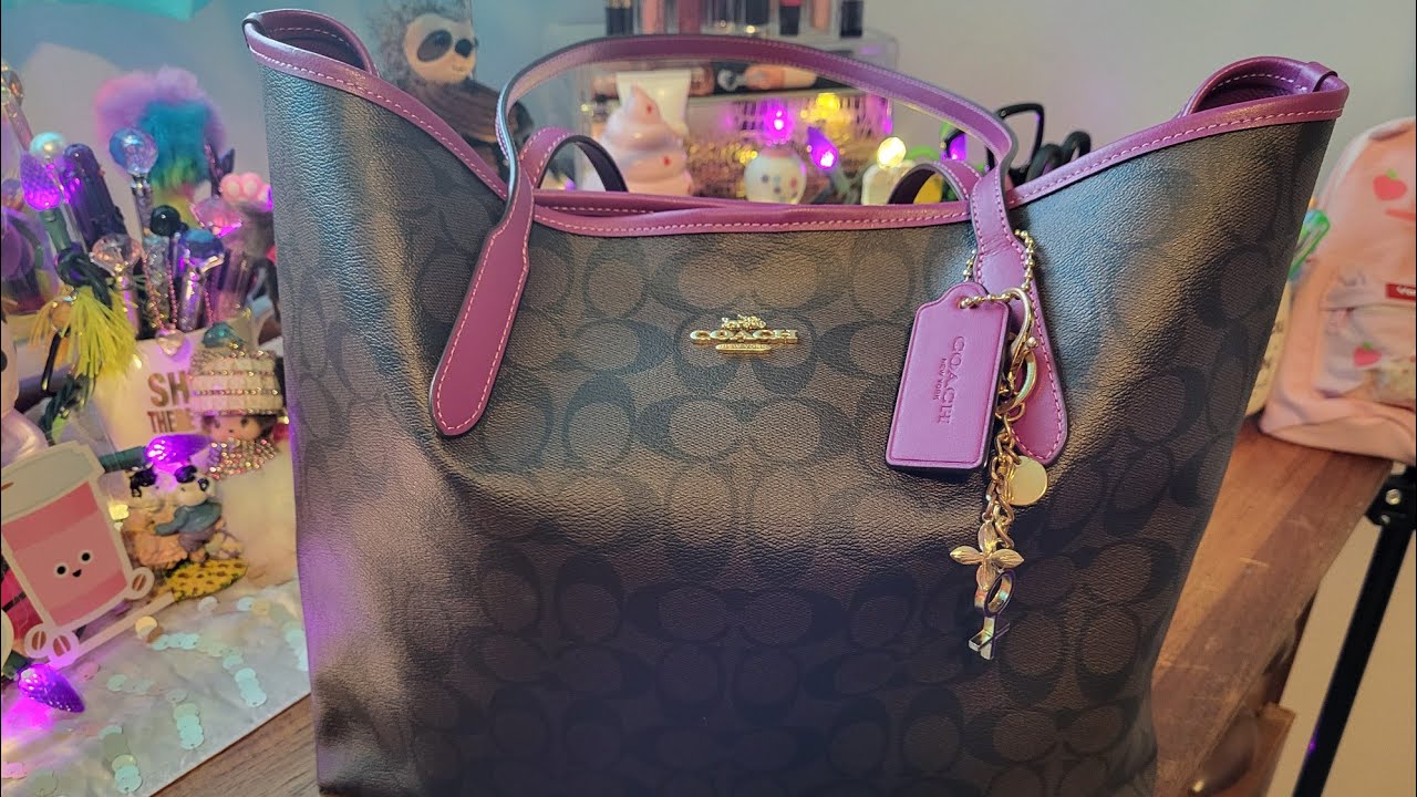 Whats In My Coach City Tote .. Sig Print & Magenta