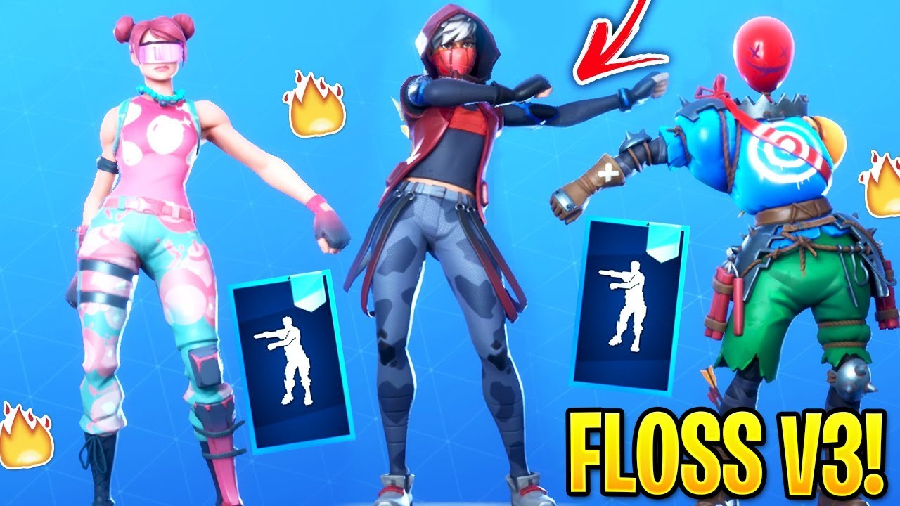 *NEW* Fortnite Windmill Floss Emote with Leaked Skins! (Floss V3)
