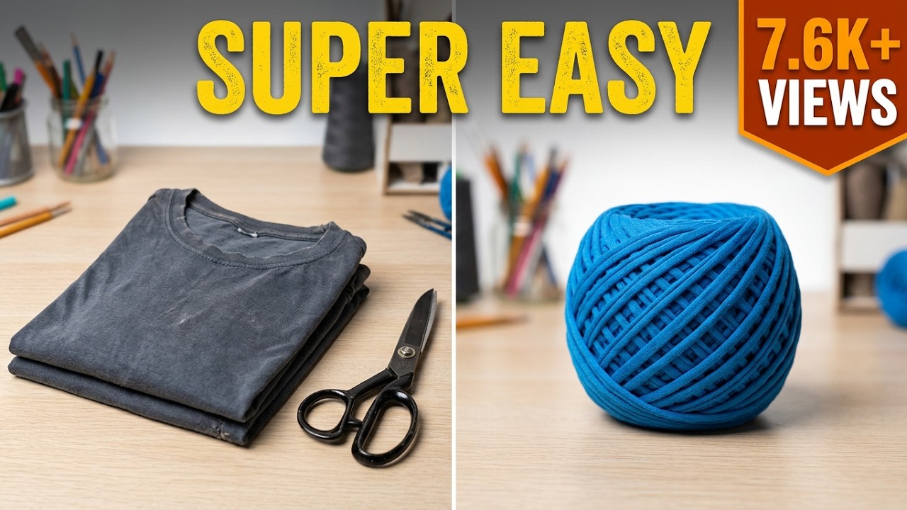 #DIY How to make T-shirt yarn | at #Home | #REUSE Old T-shirt  |**Super easy**