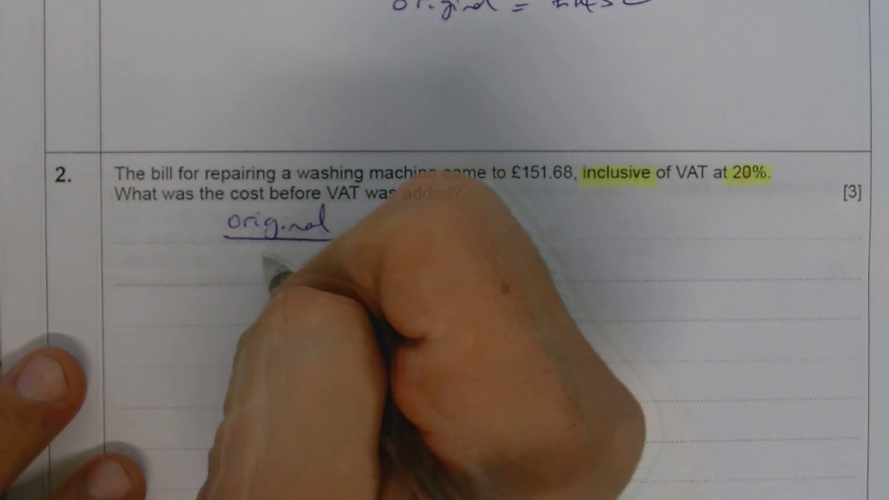 REVERSE PERCENTAGES - EXAM QUESTIONS