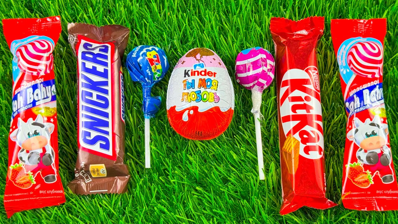 ASMR Most Popular Candys / some lots of colorful rainbow lollipop candy / unpacking chocolate eat