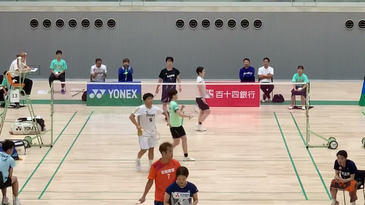 愛知古賀輝さん/神奈川今井優歩さんvs大阪河村翼さん/兵庫中島祐月さん　第68回 全日本社会人バドミントン選手権大会ミックス　※途中から