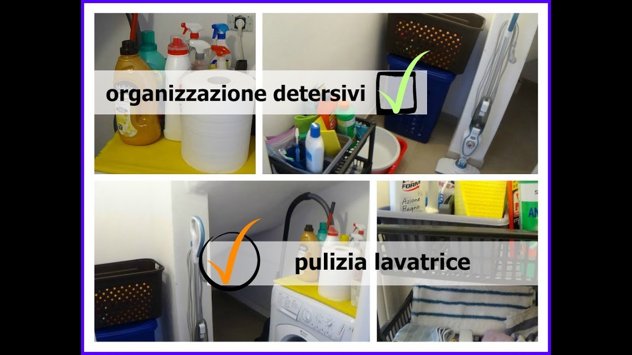 pulizia lavatrice e organizzazione detersivi