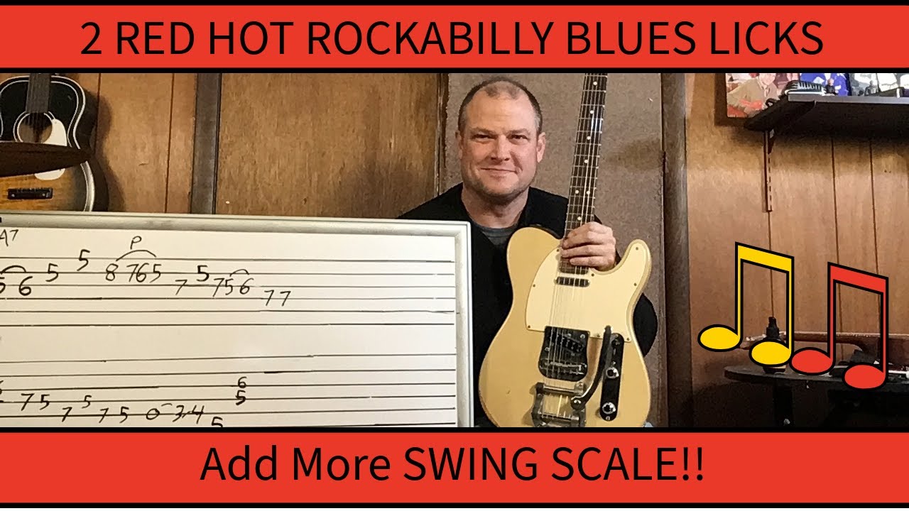 2 Great Rockabilly Blues Guitar Licks in A - Guitar Lesson