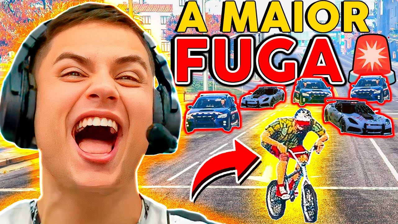 FUGA de BICICLETA da POLlCIA 😂 GTA RP (Paulinho o LOKO