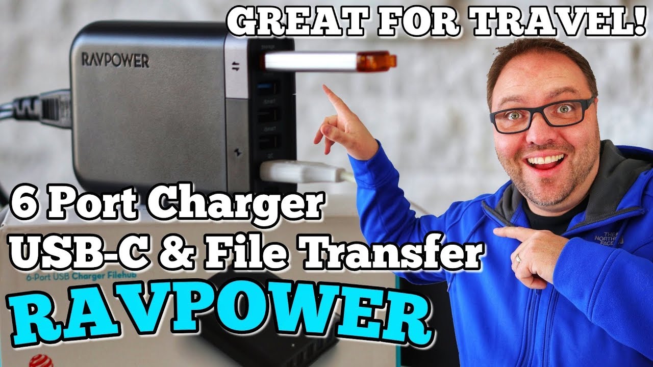 RAVPOWER Filehub 60W USB-C 6 Port Charger with Data Transfer Review  - From Amazon