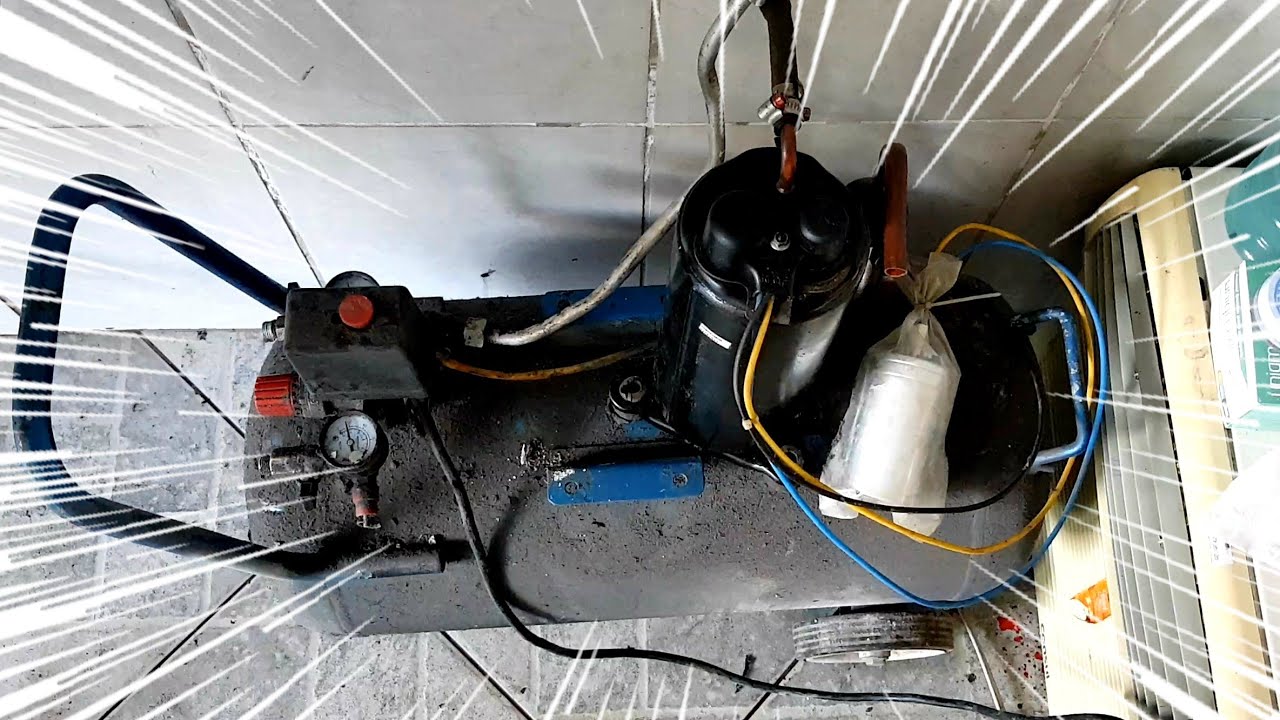 Adaptei o motor do ar condicionado no Compressor de Ar para fazer pintura automotiva