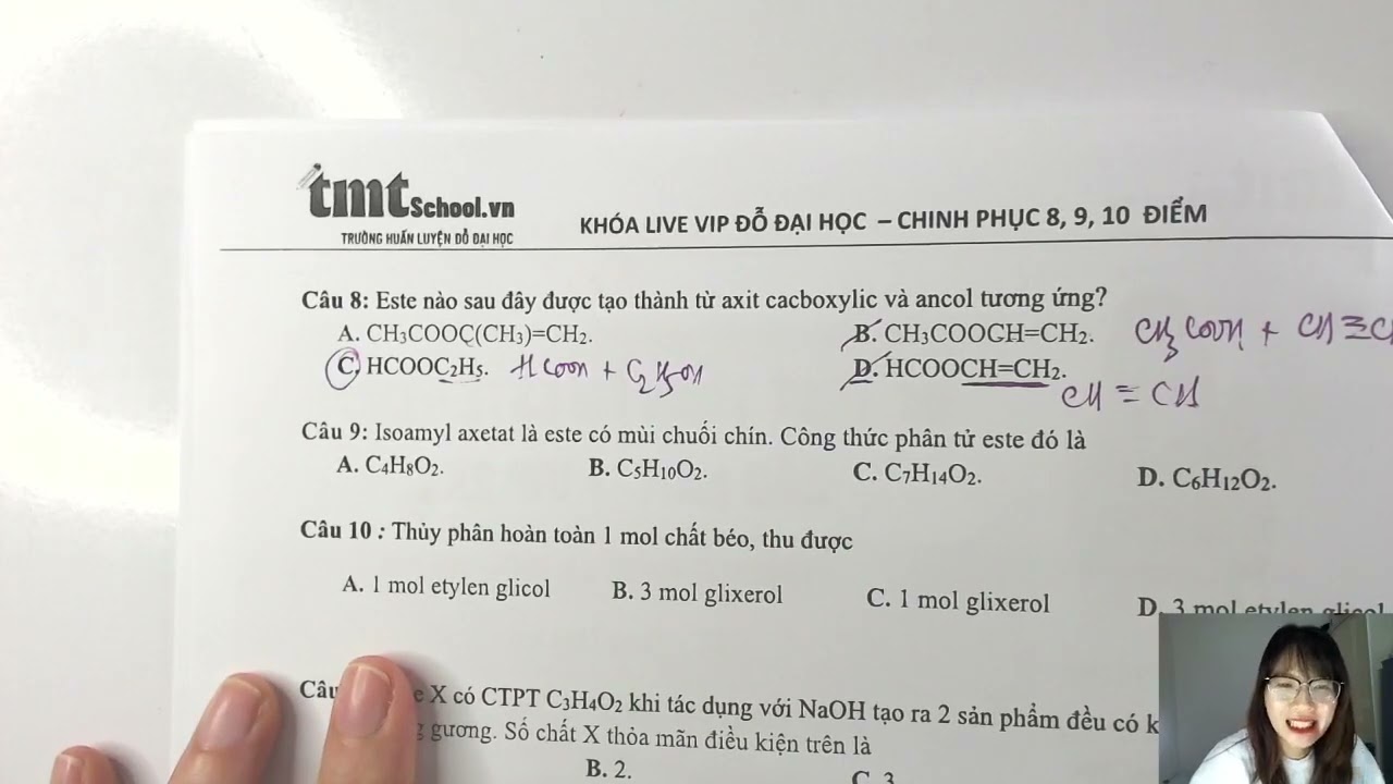 GIẢI ĐỀ KIỂM TRA ÔN ESTE - LIPIT ĐẦU NĂM