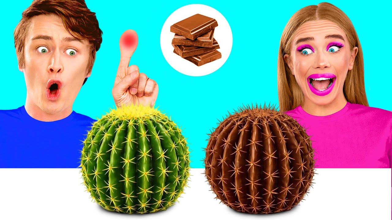 Челлендж. Шоколадная Еда vs Настоящая еда | Крутые Трюки с Едой с BaRaDa Challenge