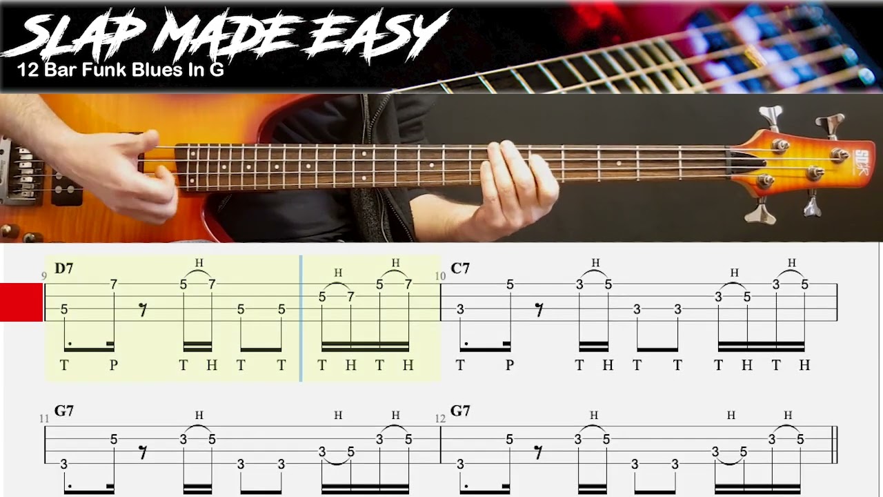SLAP: Bluesy Bass Line over G7-C7-D7 Chords