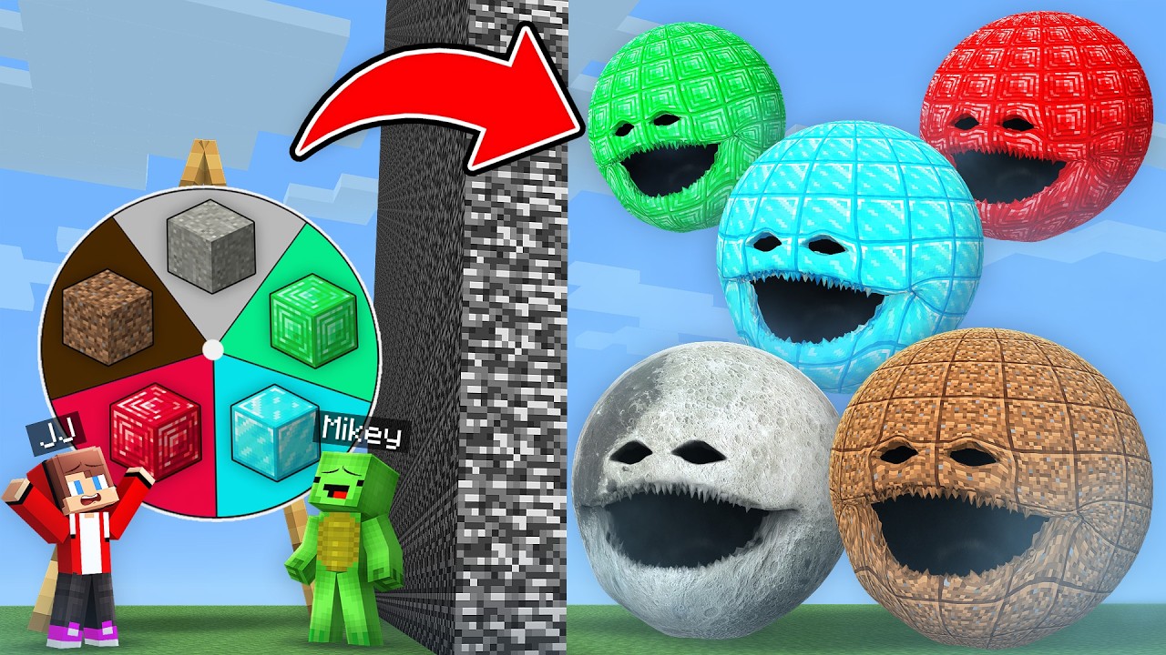 JJ i Mikey ROULETTE: ELEMENTAL MOON WAKES UP BATTLE w Minecraft - Maizen