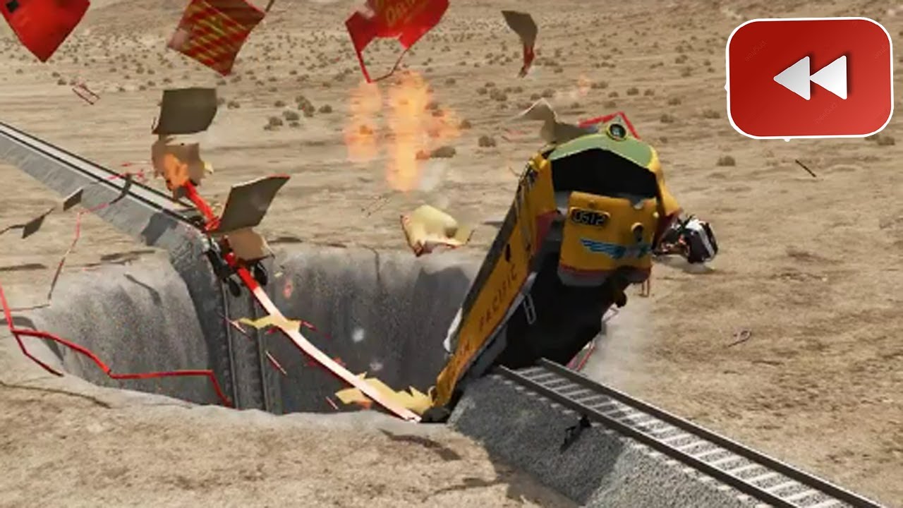 Reverse Trains vs Giant Pit – BeamNG Drive#20