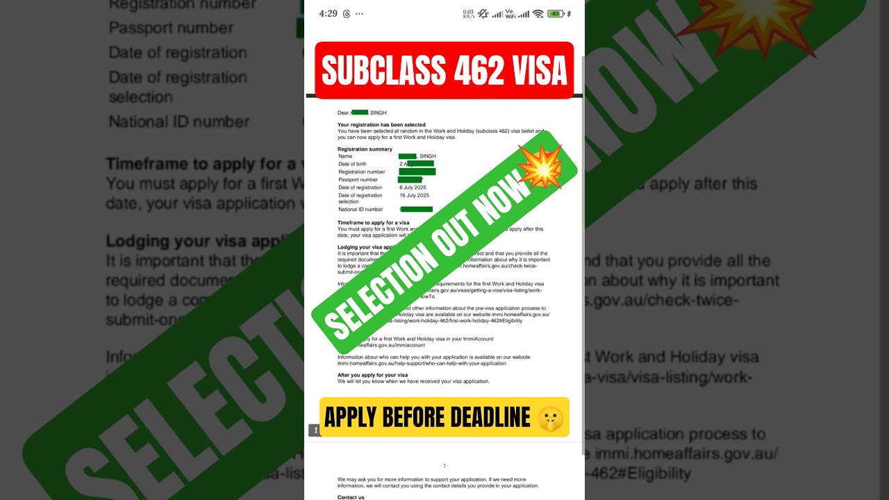 462 Visa Selection Out Now! Apply Before Deadline #subclass462 #ballotselection