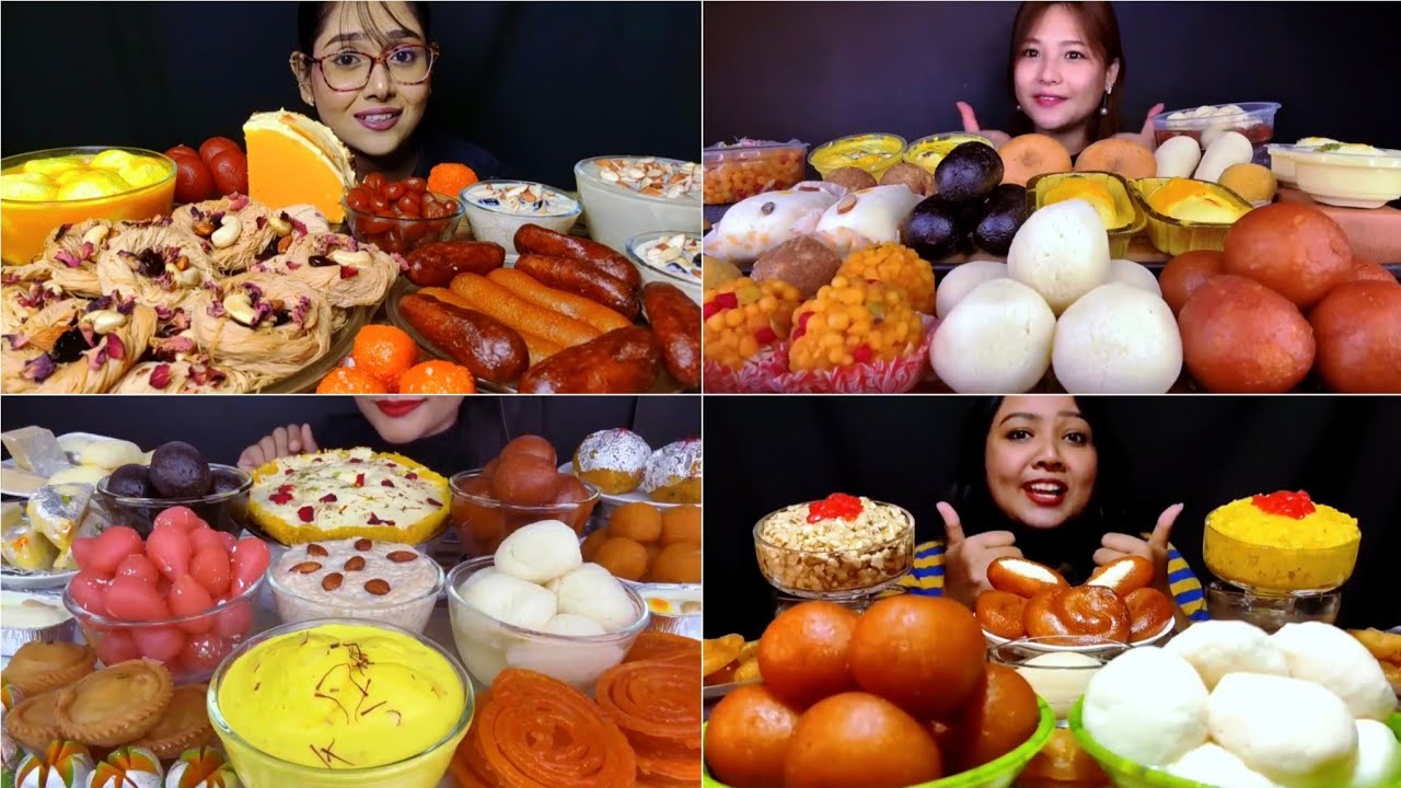 Asmr Eating Indian Sweets 😋 Langcha Rasmalai GulabJamun Bunde Laddu Rosogolla Kalajamun Kheer 😋👌