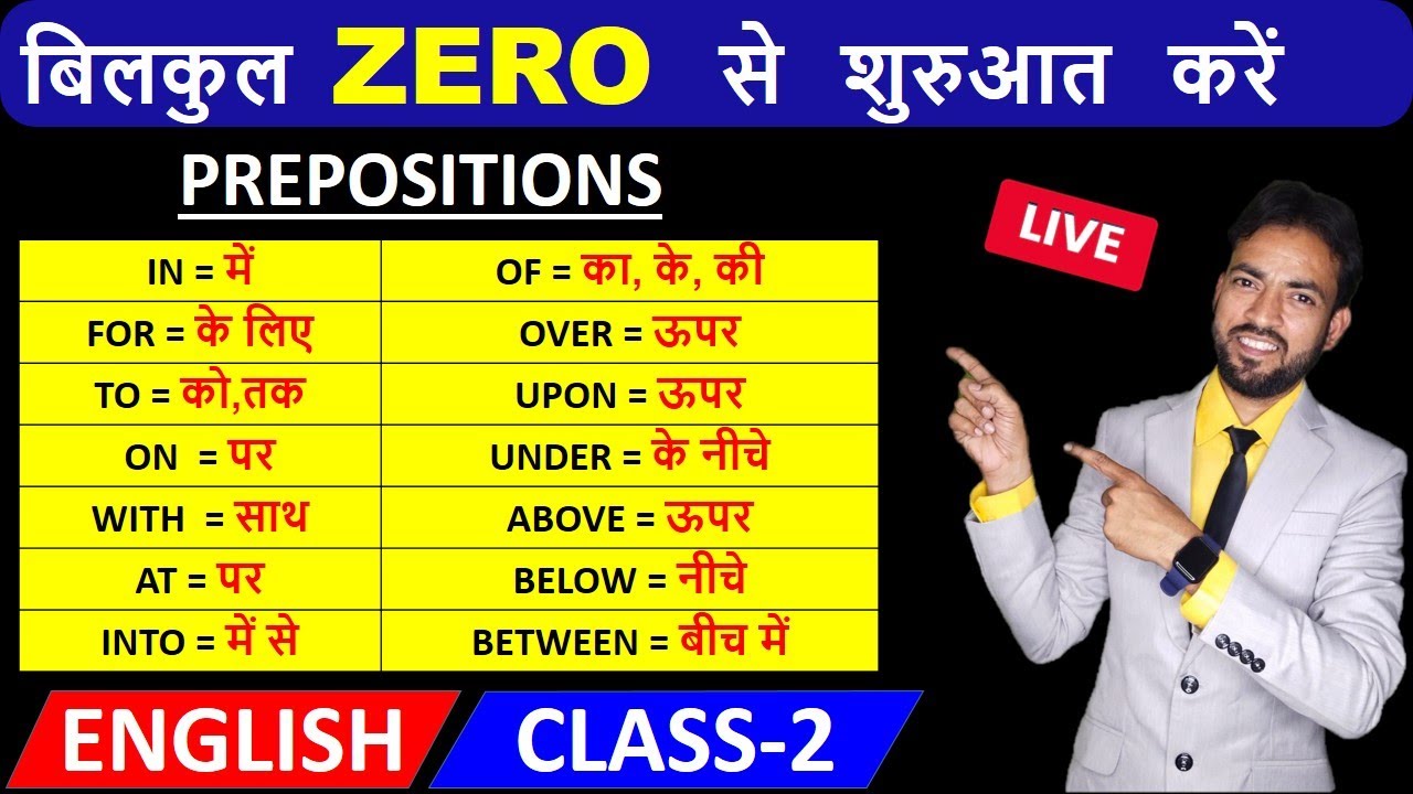 आओ अंग्रेजी सीखें बिलकुल Zero से Class -2 | Basic English Grammar Day- 2 |  How to Use Prepositions