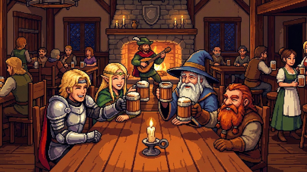 Rest Here, Traveler.. The Tavern Save Point 🍺 | Fantasy Music & Tavern Ambience (ASMR)