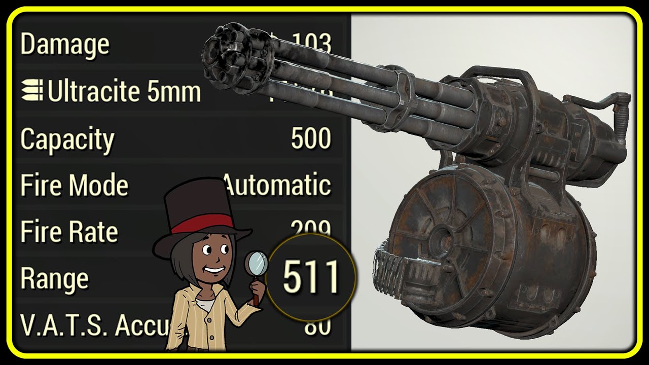 Fallout 76 PTS - Minigun w/ 500+ Range or Stealthy Power Armored Heavy Gunner.