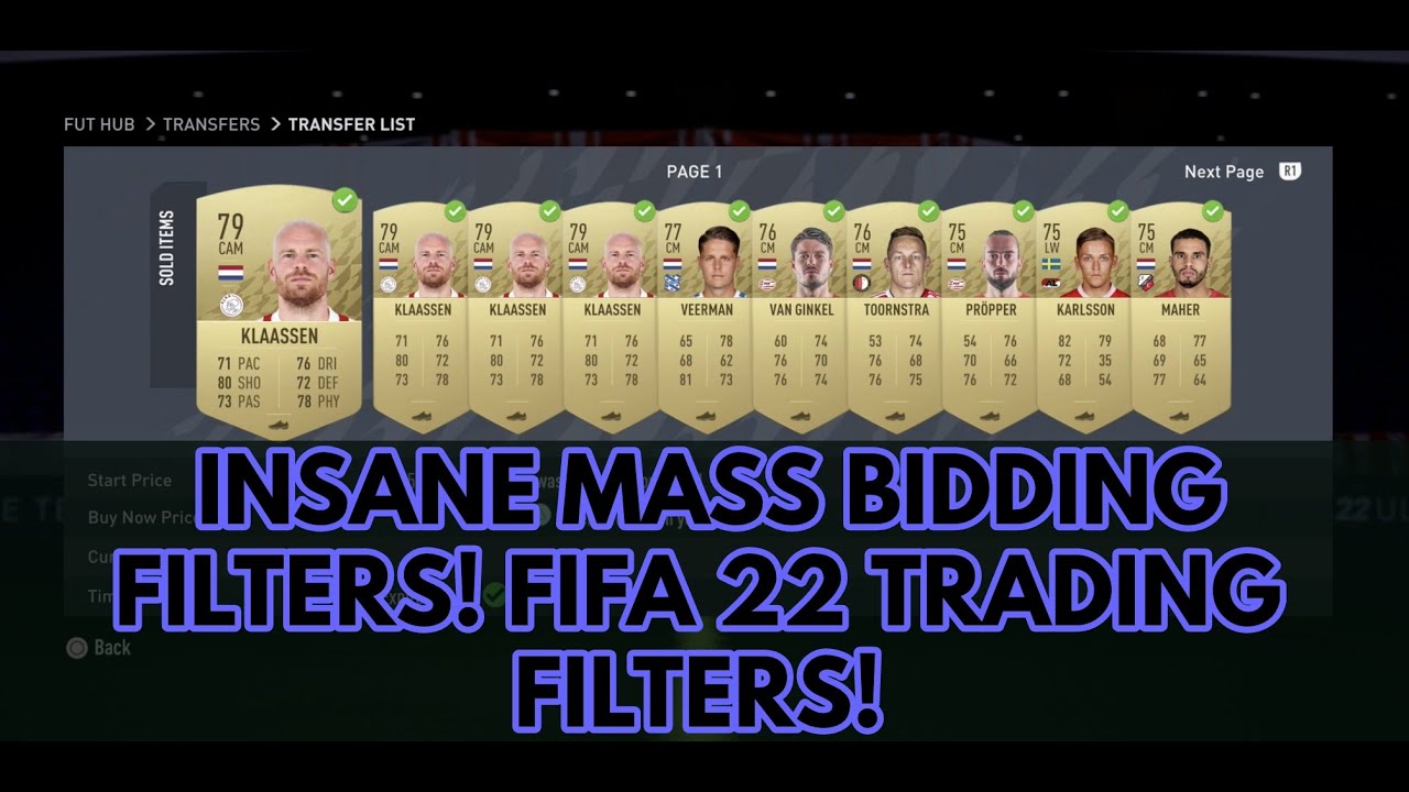 FIFA 22 TRADING TIPS- MAKE 50K+ EVERY HOUR INSANE MASS BIDDING FILTERS! FIFA 22 TRADING FILTERS