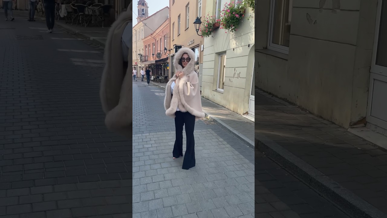 Elegant poncho with  fur decor 😍 www.beautyfur.com #foryou #fyp #ootd #trendingshorts #fashion