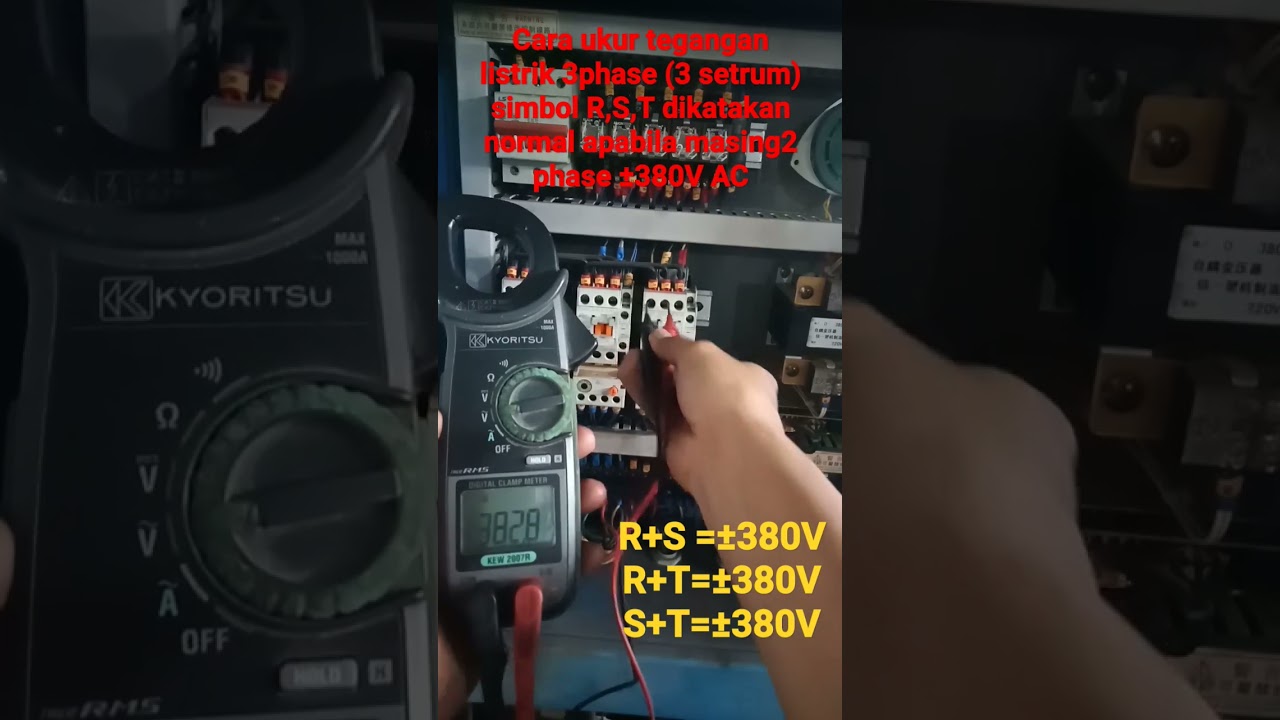 Cara ukur tegangan 3 phase R S T pada panel listrik