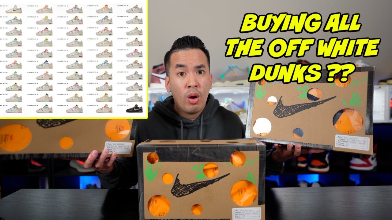 BUYING ALL OF THE OFF WHITE NIKE DUNK LOT ?? SNEAKER UNBOXING !!!