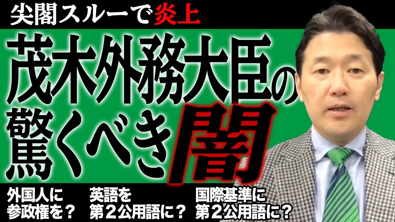 尖閣スルーで炎上、茂木外務大臣の驚くべき闇｜外国人に参政権を？英語を第２公用語に？国際基準に合わせよ？　室伏謙一
