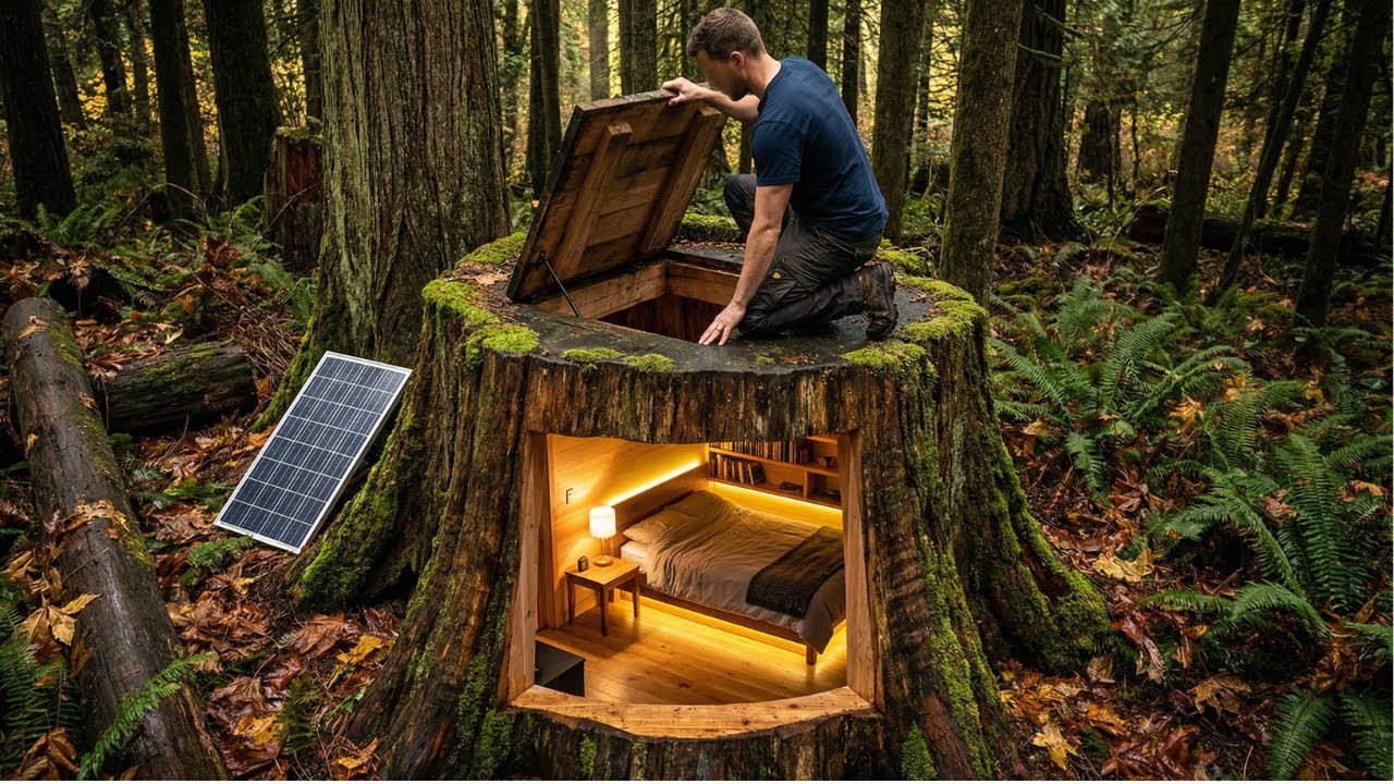 “I Built a Secret Underground Modern Shelter Beneath a Fallen Giant Tree (No One Knows It’s There)”
