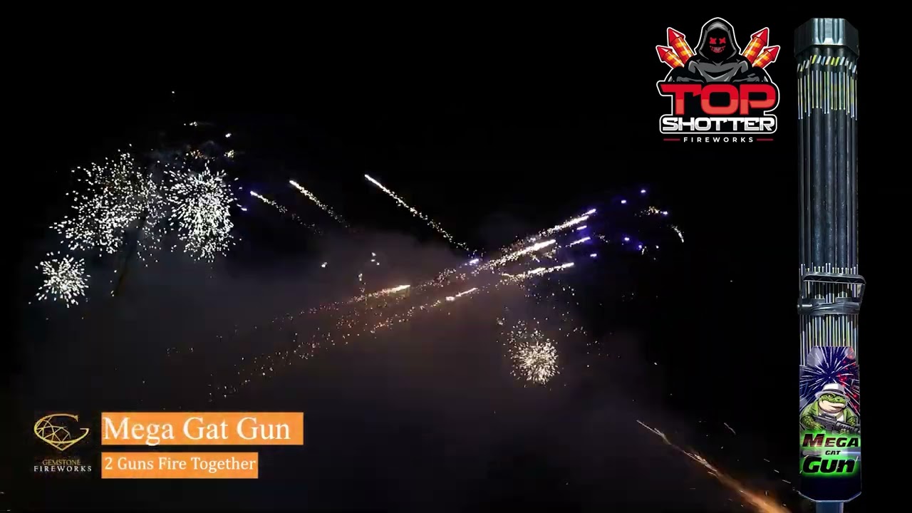 Mega Gat Gun by Gemstone Fireworks | 300-Shot Roman Candle | New for 2025