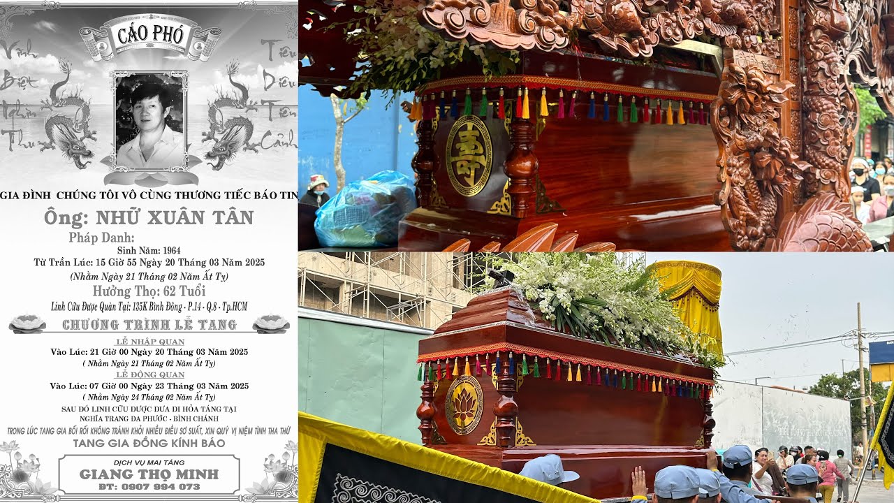Tang Lễ Ông Nhữ Xuân Tân | Hưởng Thọ 62 tuổi | Giang Thọ Minh xin chia buồn cùng Gia Đình
