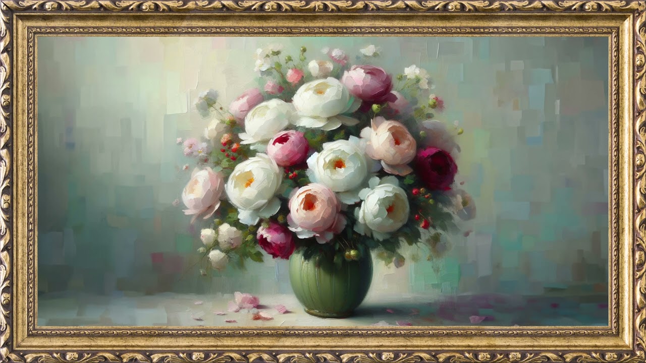 Classical Floral Art | TV Art Screensaver | 8 Hours Framed Painting | TV Wallpaper | 4K