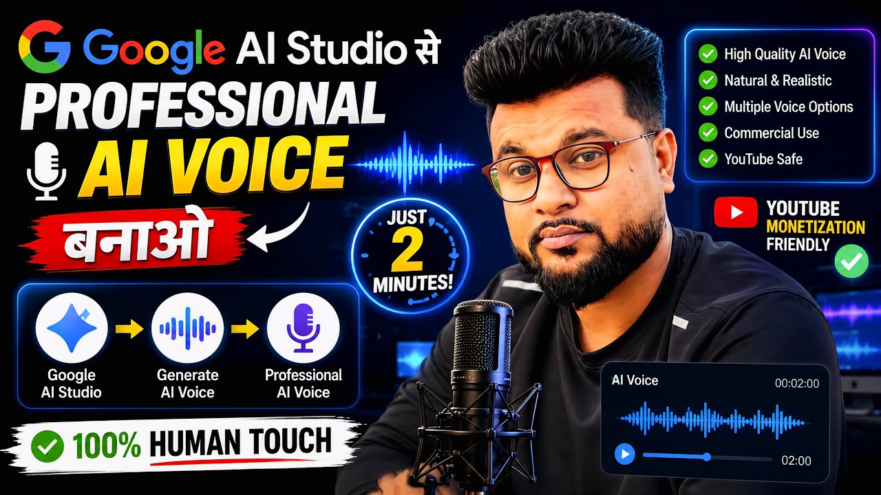 Best AI Voice Generator 2026 | Google AI Studio Full Tutorial Hindi l unlimited ai voice over 