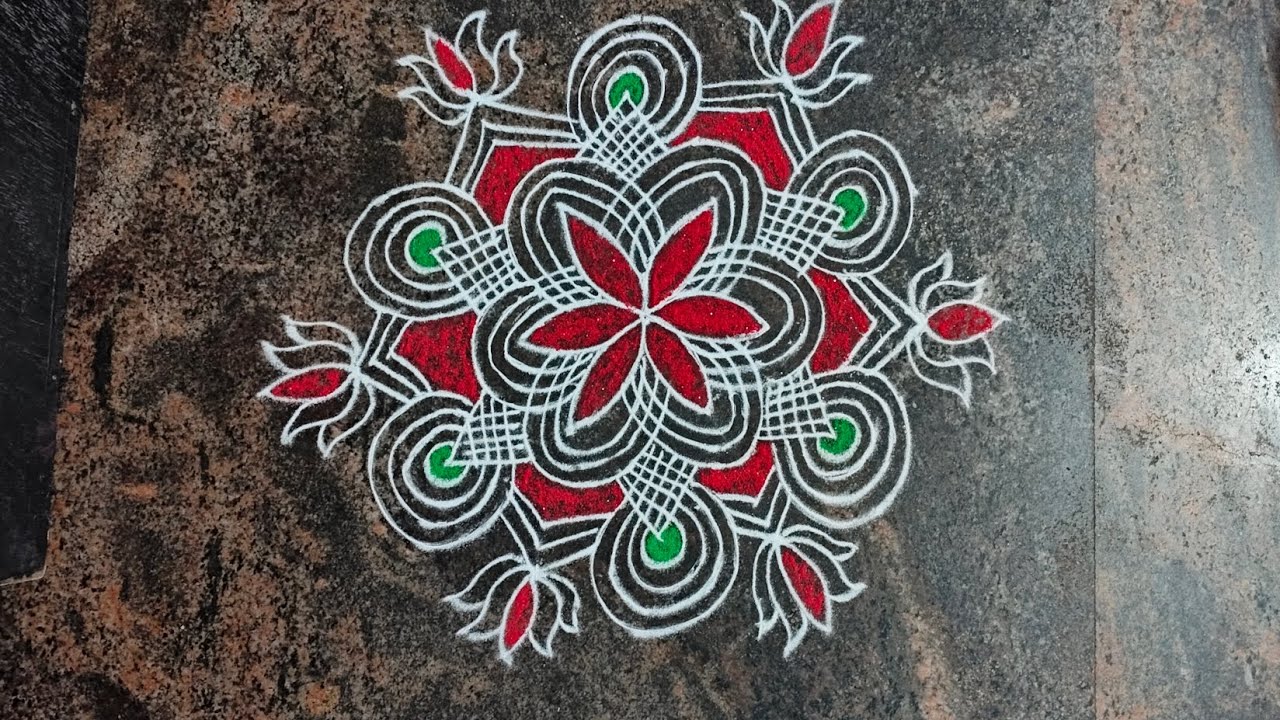 🌹🌹 freehand easy rangoli design 🌹🌹