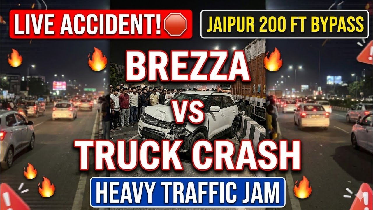 Jaipur 200 Feet Bypass Live Accident! 🛑 Brezza vs Truck Crash | Heavy Traffic Jam | Mons Rohit Vlogs