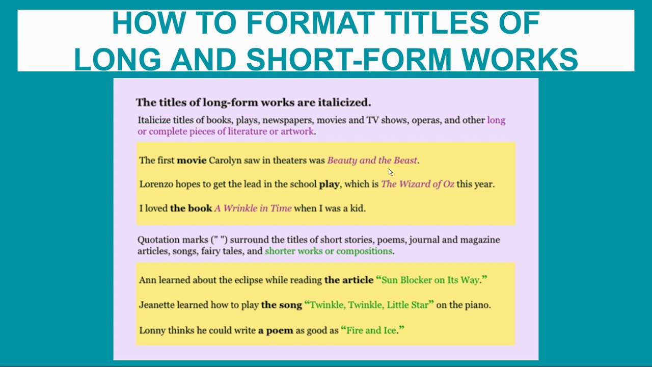 How to Properly Format & Capitalize Titles