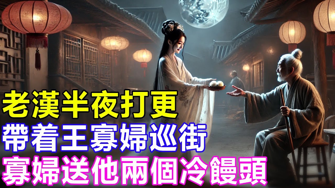 民間故事：老漢半夜打更，帶着王寡婦巡街，寡婦送他兩個冷饅頭