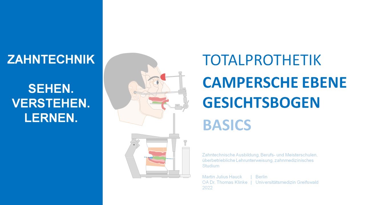 Totalprothetik  |  Campersche Ebene, Gesichtsbogen, Relationsbestimmung, ästhetische Markierungen
