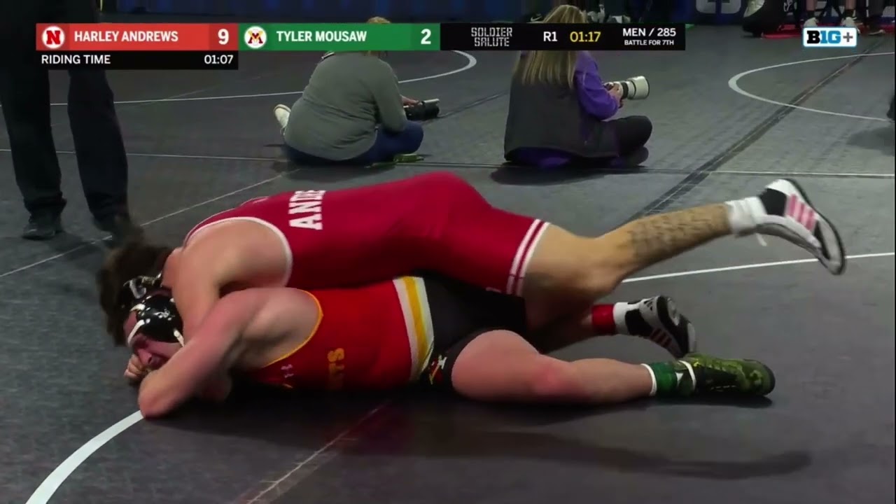 Harley Andrews Nebraska Husker Wrestling vs Tyler Mousaw Virginia Military Institute 285 12/30/23