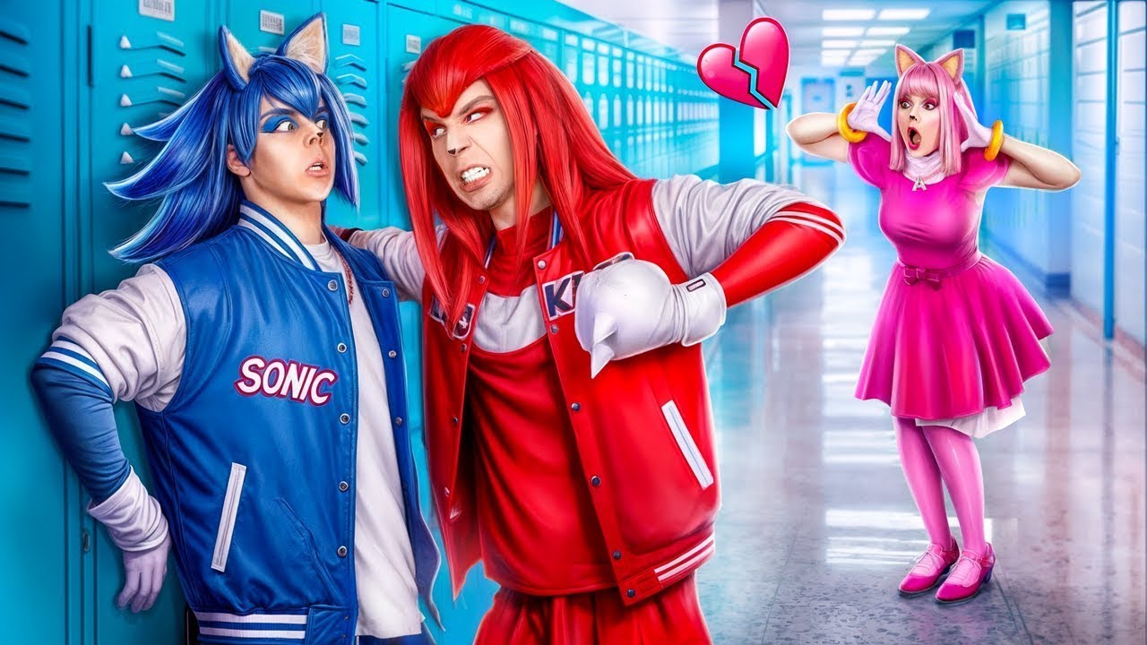 Knuckles vs Sonic! Sonic a sündisznó és Amy Rose Love Story!