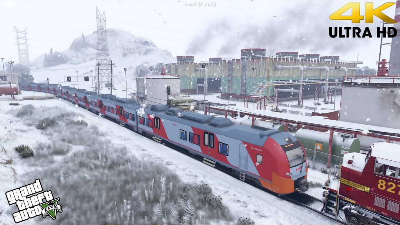 Grand Theft Auto V - German/Russian Intercity through Snow Land GTA V