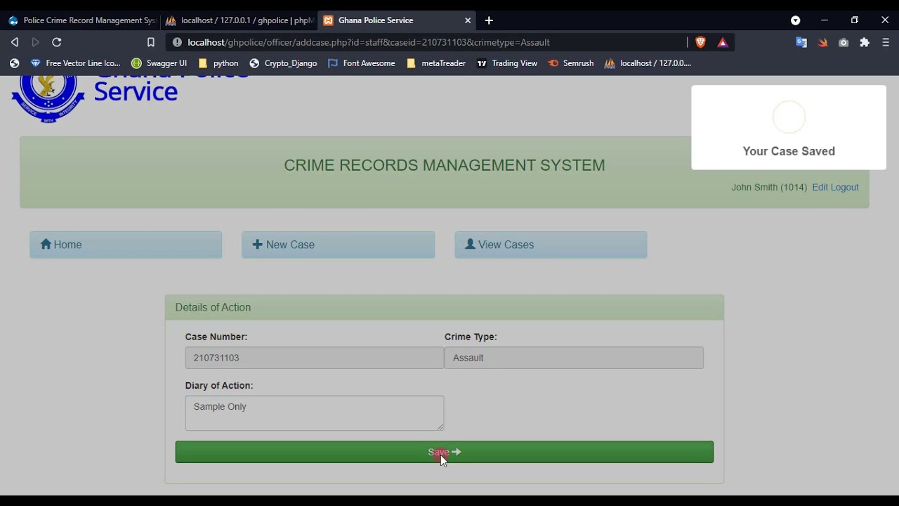 Police Crime Record Management System in PHP DEMO