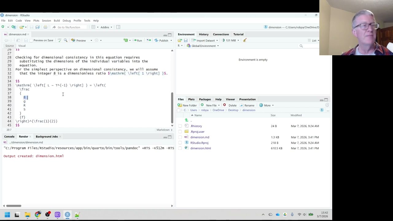 Plugging dimensions into an equation using markdown - v20260307