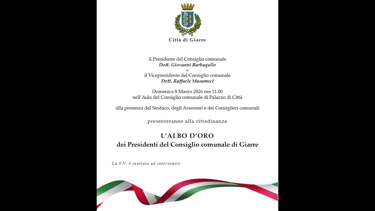 Inaugurazione dell’Albo d’oro dei Presidenti del Consiglio comunale - Giarre, 8 marzo 2026