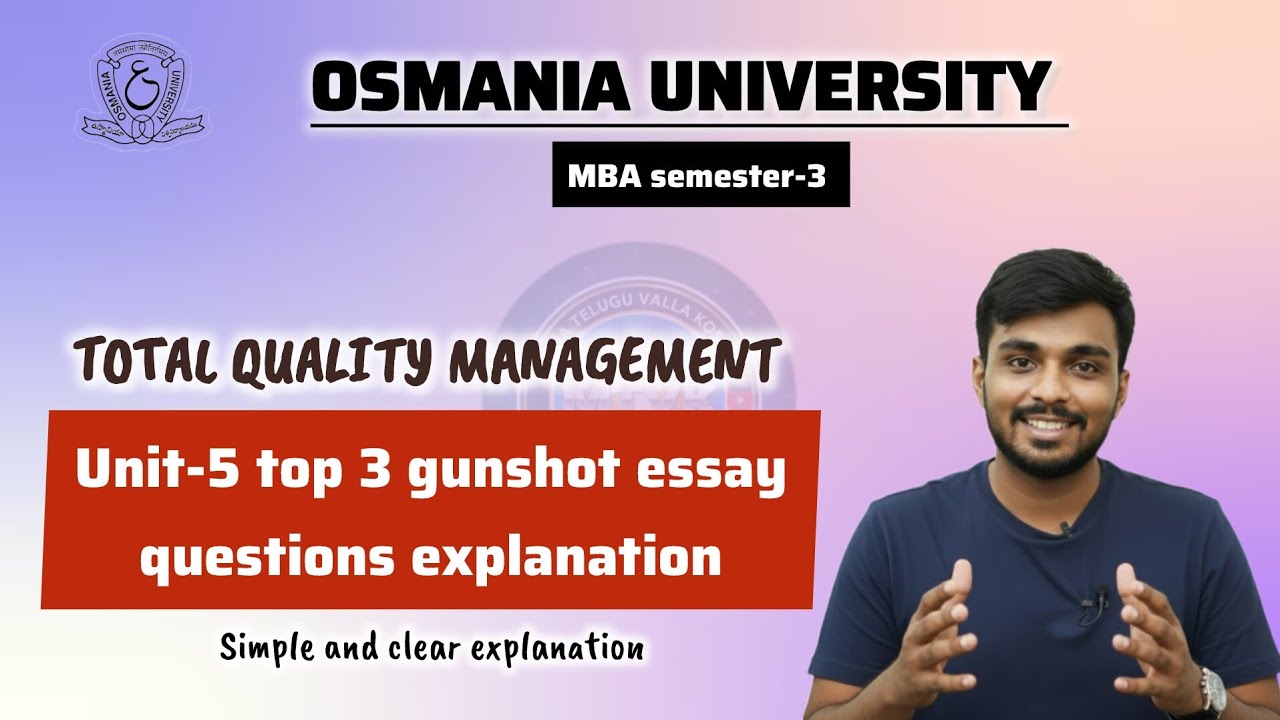 Total Quality Management (TQM) Unit-5 long questions explanation MBA OU sem-3  @santhoshbachuwar2987