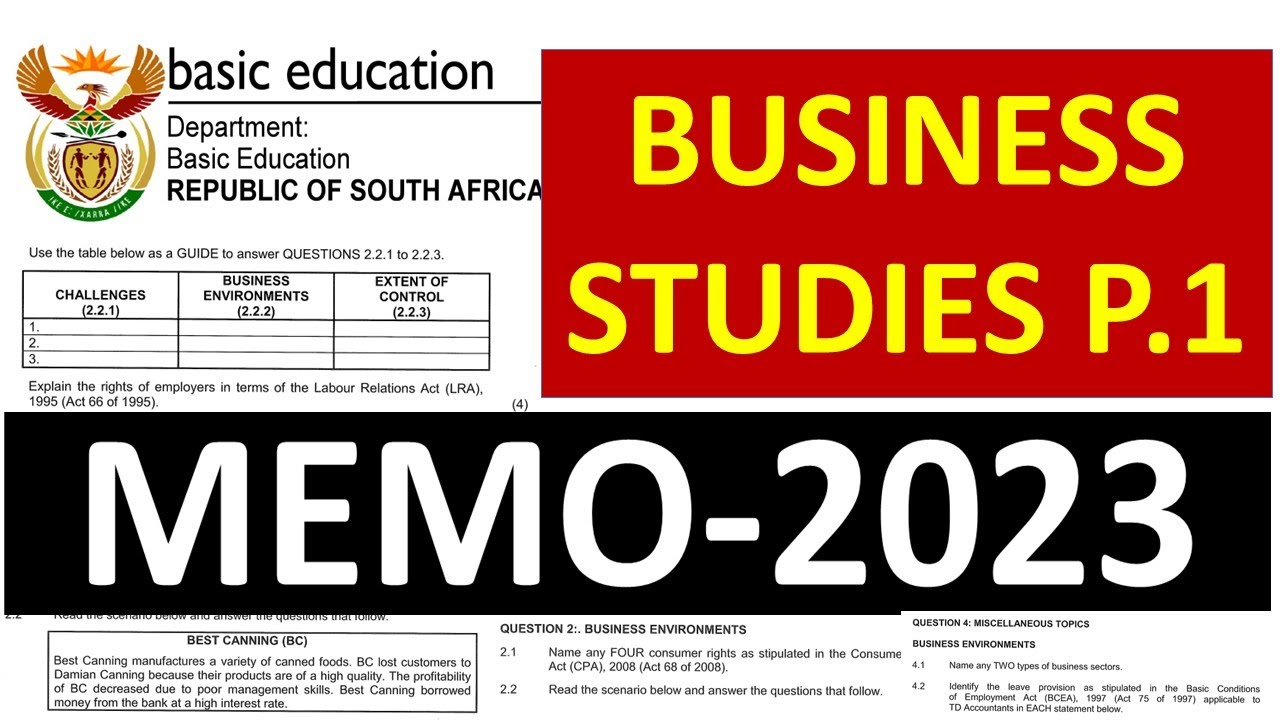 2023 MEMO  FINAL EXAMS : BUSINESS STUDIES PAPER 1 GRADE 12   [THUNDEREDUC]  BY:MOHAPI