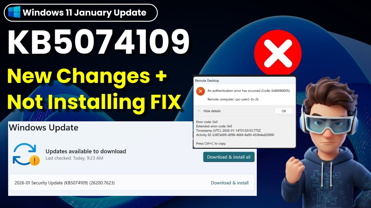 ⭐ Windows 11 KB5074109— Update Stuck or Failed to Install? Easy Fix for 0x80080005