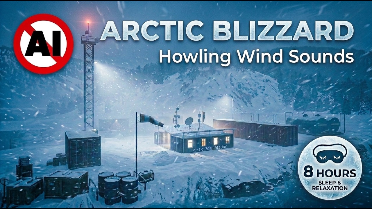 Snowstorm at Arctic Polar Station | Howling Wind Sounds for Sleeping | Winter Ambience