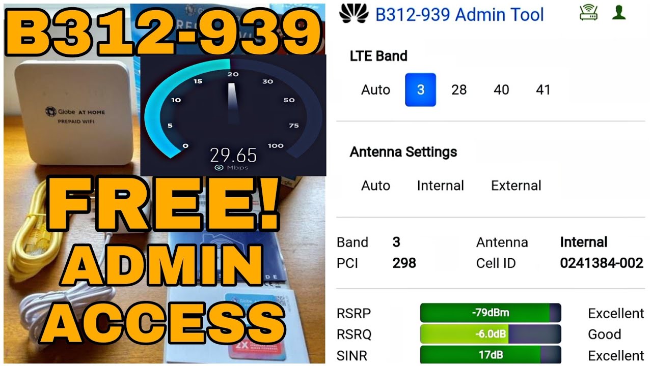 PAANO MAG ADMIN ACCESS SA GLOBE AT HOME PREPAID WIFI MODEL B312-939 GAMIT ANG CELLPHONE