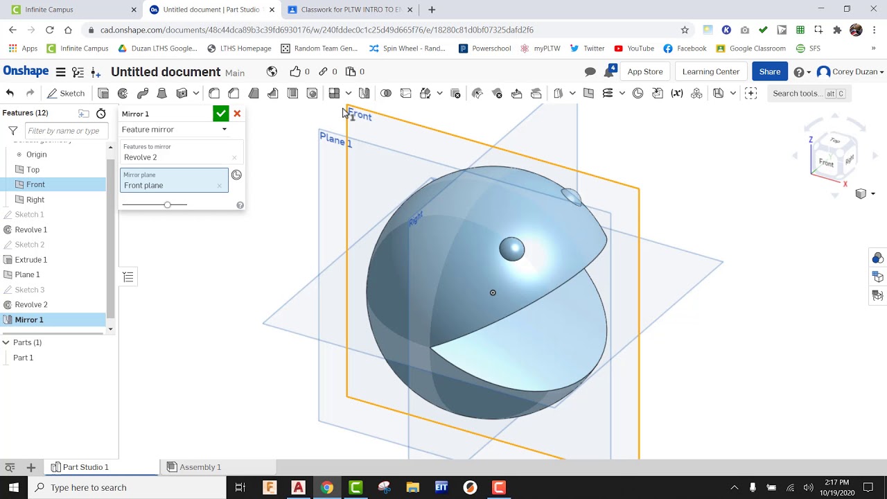 Onshape Wednesday (October 21) Pac-Man