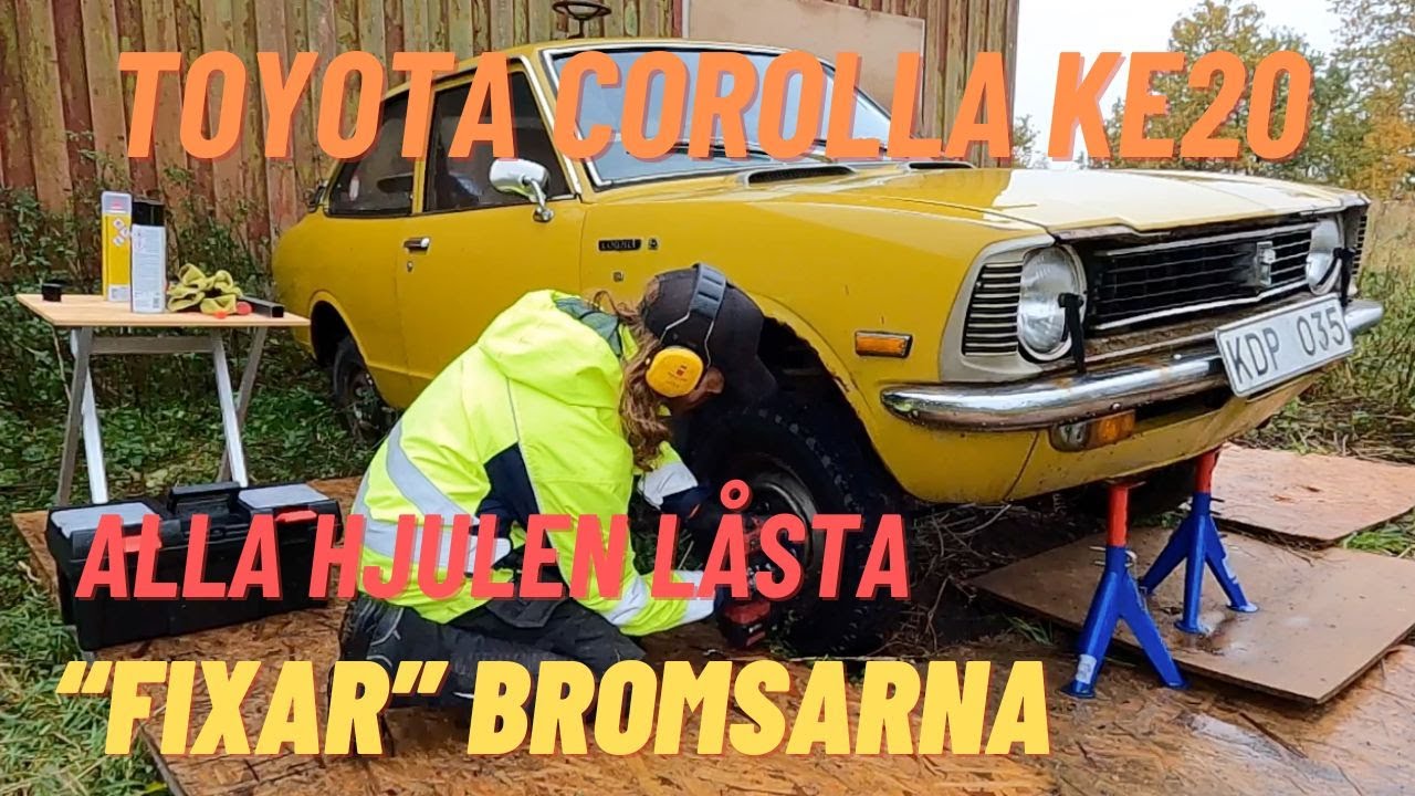 Del 6 - 1978 Toyota Corolla Deluxe KE20. Kan vi få bilen att rulla? tar mig an bromsarna.